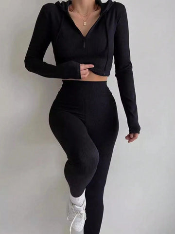 Women's Solid Color Simple Daily Long Sleeve Top And Pants Set Women's Solid Color Simple Daily Long Sleeve Top And Pants Set