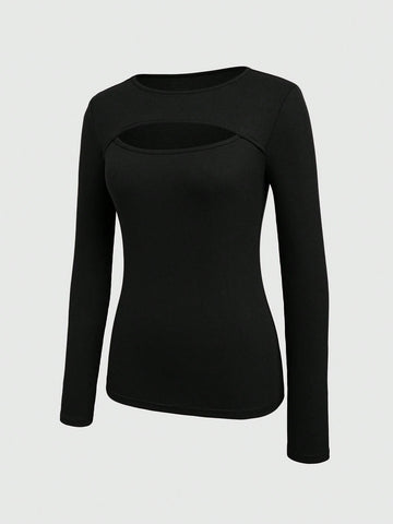 Women's Solid Color Slim Fit Long Sleeve Ribbed T-shirt Women's Solid Color Slim Fit Long Sleeve Ribbed T-shirt