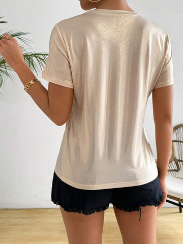 Frenchy Chic And Elegant Mermaid Princess Round Neck Shimmer T-Shirt Frenchy Chic And Elegant Mermaid Princess Round Neck Shimmer T-Shirt