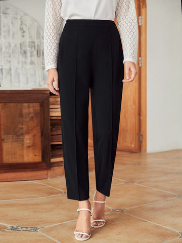 Frenchy Solid Inverted Seam Tailor Pants All Black Elegant Sytle Frenchy Solid Inverted Seam Tailor Pants All Black Elegant Sytle