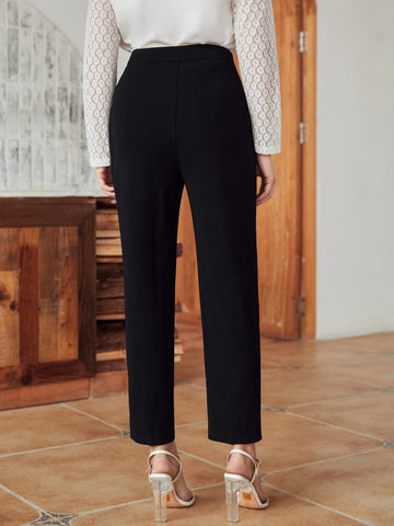 Frenchy Solid Inverted Seam Tailor Pants All Black Elegant Sytle Frenchy Solid Inverted Seam Tailor Pants All Black Elegant Sytle