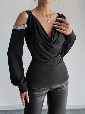 Women's Elegant Nightclub Party Date Evening Sexy Off-The-Shoulder Long-Sleeved Puff Sleev Women's Elegant Nightclub Party Date Evening Sexy Off-The-Shoulder Long-Sleeved Puff Sleev