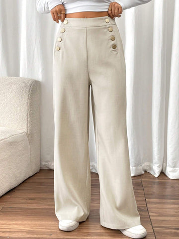 Frenchy Women's Solid Color Casual Pants, Minimalist & Fashionable For Daily Wear Frenchy Women's Solid Color Casual Pants, Minimalist & Fashionable For Daily Wear