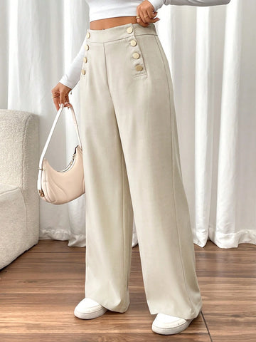 Frenchy Women's Solid Color Casual Pants, Minimalist & Fashionable For Daily Wear Frenchy Women's Solid Color Casual Pants, Minimalist & Fashionable For Daily Wear