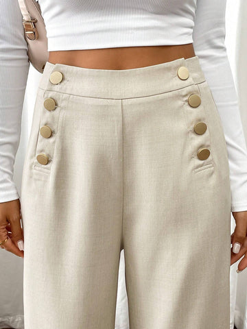 Frenchy Women's Solid Color Casual Pants, Minimalist & Fashionable For Daily Wear Frenchy Women's Solid Color Casual Pants, Minimalist & Fashionable For Daily Wear