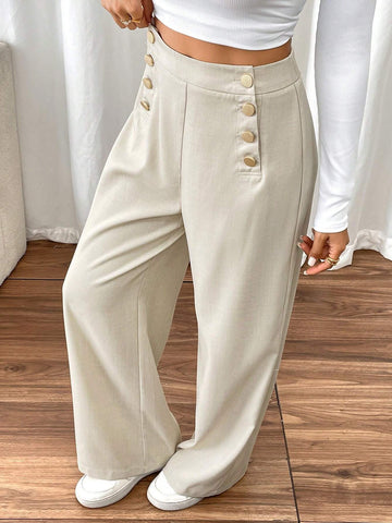 Frenchy Women's Solid Color Casual Pants, Minimalist & Fashionable For Daily Wear Frenchy Women's Solid Color Casual Pants, Minimalist & Fashionable For Daily Wear