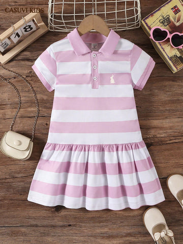 Girls' Collegiate POLO Dress, Fashionable Classic Stripe Girls' Collegiate POLO Dress, Fashionable Classic Stripe