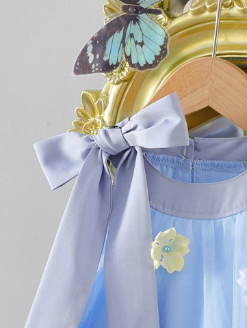 Girls Elegant 3D Floral, Bow-Knot Decor Loose Casual Princess Dress Girls Elegant 3D Floral, Bow-Knot Decor Loose Casual Princess Dress