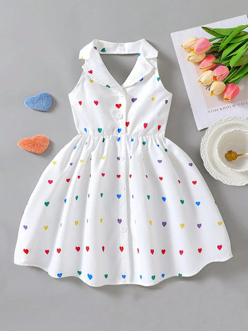 Girls Summer New Style Fashion Polo Collar Halter Backless Waist Dress Girls Summer New Style Fashion Polo Collar Halter Backless Waist Dress