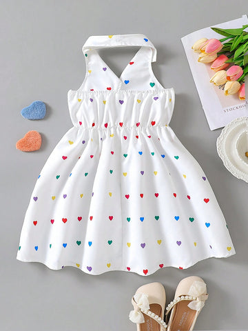Girls Summer New Style Fashion Polo Collar Halter Backless Waist Dress Girls Summer New Style Fashion Polo Collar Halter Backless Waist Dress