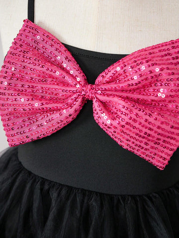 Glamorique Kids Girls' Christmas Puff Skirt With Big Bow Design And Sequin Decor, Festive Atmosphere With Childlike Charm Glamorique Kids Girls' Christmas Puff Skirt With Big Bow Design And Sequin Decor, Festive Atmosphere With Childlike Charm