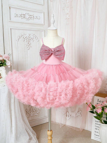 Glamorique Kids Girls' Christmas Tutu Skirt With Large Bow Design And Sequin Decoration, Festive & Playful Glamorique Kids Girls' Christmas Tutu Skirt With Large Bow Design And Sequin Decoration, Festive & Playful