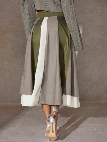 Haute Colorblock Draped Raw Hem Skirt Haute Colorblock Draped Raw Hem Skirt