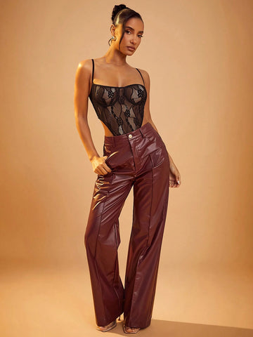 Floral Lace High-Cut Sexy Spaghetti Strap Camisole For Women Floral Lace High-Cut Sexy Spaghetti Strap Camisole For Women