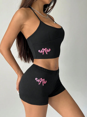 Women Fashionable Summer Casual Camisole And Shorts Set Women Fashionable Summer Casual Camisole And Shorts Set