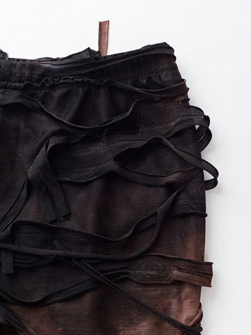 Women's Sexy Tie-Dye Mesh Splice Asymmetrical Hem Tube Top And Long Pants Set, Summer Women's Sexy Tie-Dye Mesh Splice Asymmetrical Hem Tube Top And Long Pants Set, Summer