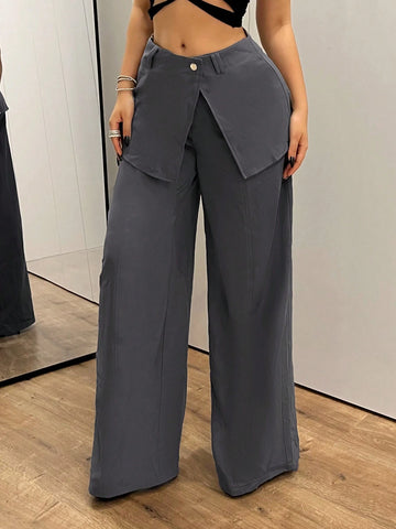 ICON Y2k Women's Casual Super Wide-Leg Wrap-Waist Design Palazzo Pants Sporty Casual Cargo Pants ICON Y2k Women's Casual Super Wide-Leg Wrap-Waist Design Palazzo Pants Sporty Casual Cargo Pants