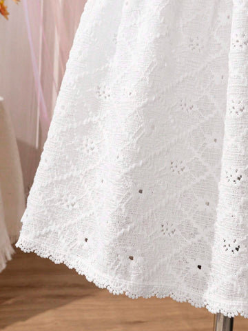 Kids CHARMNG Young Girls' White Romantic Ruffle Trimmed Floral Applique Dress Kids CHARMNG Young Girls' White Romantic Ruffle Trimmed Floral Applique Dress
