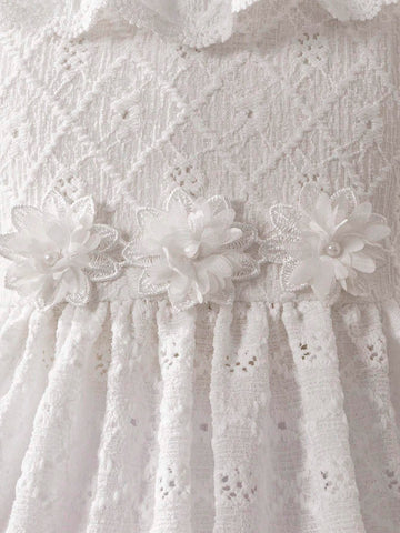Kids CHARMNG Young Girls' White Romantic Ruffle Trimmed Floral Applique Dress Kids CHARMNG Young Girls' White Romantic Ruffle Trimmed Floral Applique Dress