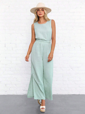 2pcs Women's Casual Fit Tank Top And Pants Set, Ultra-Soft And Casual 2pcs Women's Casual Fit Tank Top And Pants Set, Ultra-Soft And Casual