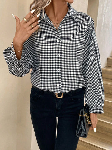 Gingham Print Button Front Shirt Gingham Print Button Front Shirt