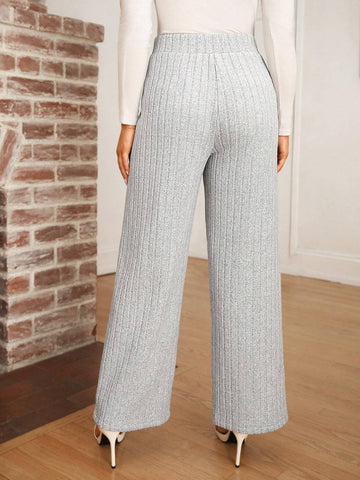LUNE Ladies' Casual Solid Color Knitted Straight Pants LUNE Ladies' Casual Solid Color Knitted Straight Pants