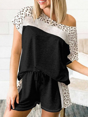 Polka Dot Print Color Block T-Shirt And Shorts Set Polka Dot Print Color Block T-Shirt And Shorts Set