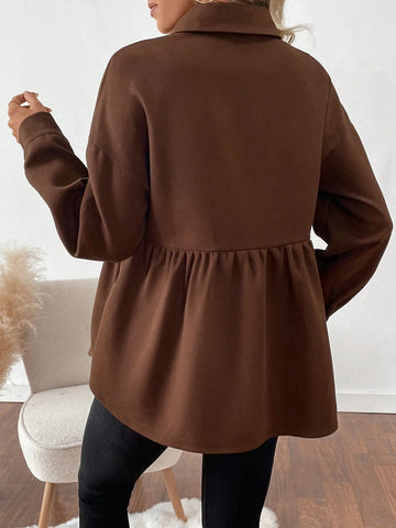 LUNE Ribbed Brushed Button-Down Relaxed Fit Shirt For Women LUNE Ribbed Brushed Button-Down Relaxed Fit Shirt For Women