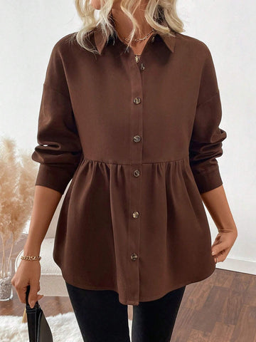 LUNE Ribbed Brushed Button-Down Relaxed Fit Shirt For Women LUNE Ribbed Brushed Button-Down Relaxed Fit Shirt For Women