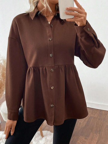 LUNE Ribbed Brushed Button-Down Relaxed Fit Shirt For Women LUNE Ribbed Brushed Button-Down Relaxed Fit Shirt For Women