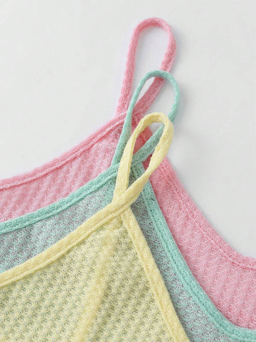 Solid Color Casual Cami Top And Elastic Waistband Shorts Set Solid Color Casual Cami Top And Elastic Waistband Shorts Set