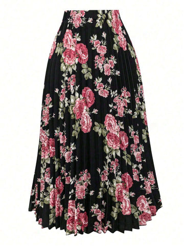 LUNE Spring/Summer Casual Randomly Cut Floral Print Pleated Skirt LUNE Spring/Summer Casual Randomly Cut Floral Print Pleated Skirt