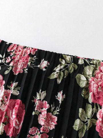 LUNE Spring/Summer Casual Randomly Cut Floral Print Pleated Skirt LUNE Spring/Summer Casual Randomly Cut Floral Print Pleated Skirt