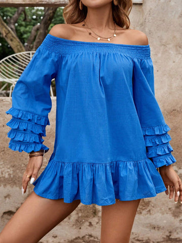 LUNE Summer Romantic Off Shoulder Long Sleeve Ladies' Shirt For Outings, Vacations And Dates LUNE Summer Romantic Off Shoulder Long Sleeve Ladies' Shirt For Outings, Vacations And Dates