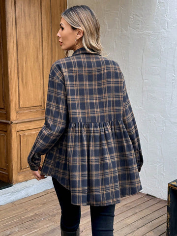 LUNE Vintage Plaid Flannel Office Uniform Shirt For Women, LUNE Vintage Plaid Flannel Office Uniform Shirt For Women,
