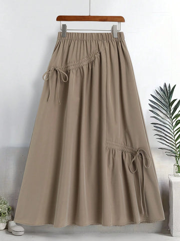 LUNE Women Asymmetrical Gathered A-Line Mid-Length Casual Skirt LUNE Women Asymmetrical Gathered A-Line Mid-Length Casual Skirt