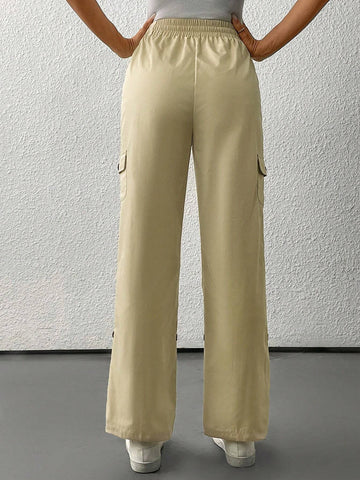 LUNE Women's Regular Khaki Color Pants With Pockets LUNE Women's Regular Khaki Color Pants With Pockets