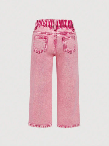 Little Girls' Cotton Denim Jeans, Star Printed, Outdoor Leisure Fashion, Water Washed Little Girls' Cotton Denim Jeans, Star Printed, Outdoor Leisure Fashion, Water Washed