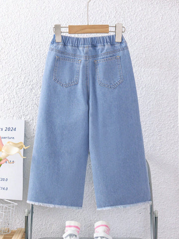 Little Girls' Washed Casual Fashionable Jeans Little Girls' Washed Casual Fashionable Jeans