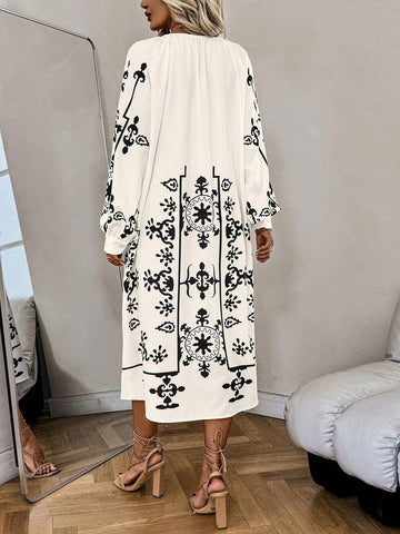 Women's Round Neck A-Line Print Dress Women's Round Neck A-Line Print Dress