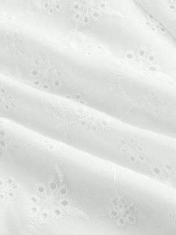 1pc White Embroidered Elegant Off-Shoulder Dress 1pc White Embroidered Elegant Off-Shoulder Dress