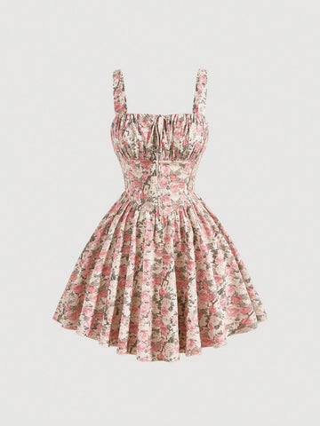 MOD Allover Floral Print Ruched Bust Cami Dress MOD Allover Floral Print Ruched Bust Cami Dress