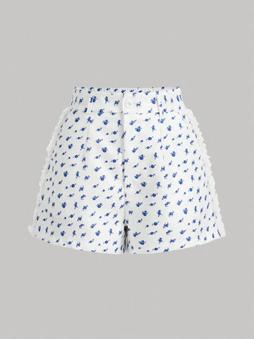 MOD Floral Lace Trimmed Pleated Shorts MOD Floral Lace Trimmed Pleated Shorts