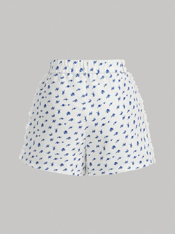 MOD Floral Lace Trimmed Pleated Shorts MOD Floral Lace Trimmed Pleated Shorts