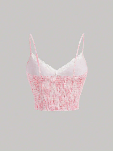 Printed Cami Top And Waist-Shirred Ruffle Hem Skirt Set Printed Cami Top And Waist-Shirred Ruffle Hem Skirt Set