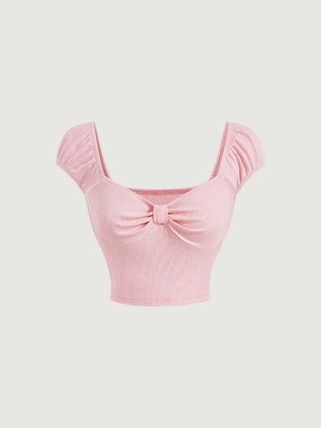 MOD Solid Ruched Bust Crop Tee MOD Solid Ruched Bust Crop Tee