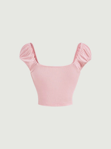 MOD Solid Ruched Bust Crop Tee MOD Solid Ruched Bust Crop Tee