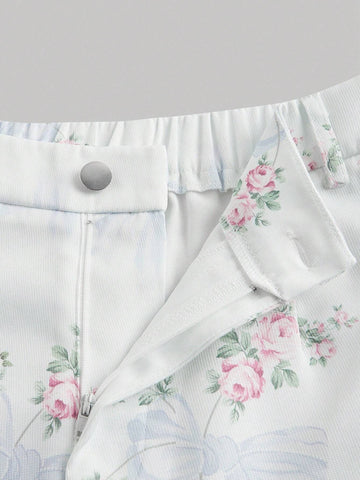 MOD Sweet Floral Print High Waist Vacation Style Match With Wide-Leg Shorts MOD Sweet Floral Print High Waist Vacation Style Match With Wide-Leg Shorts