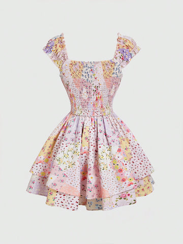 Women's Shell Sleeve Ditsy Floral Fitted Short Jumpsuit,Casua Suitable For Dating, Vacation, Afternoon Tea,Beach Outfits For Woman,Summer ,Country Outfits Women,Boho Womens Clothing,Western Clothes For Women,Hawaiian Clothes For Women,Valentines Clothes Women's Shell Sleeve Ditsy Floral Fitted Short Jumpsuit,Casua Suitable For Dating, Vacation, Afternoon Tea,Beach Outfits For Woman,Summer ,Country Outfits Women,Boho Womens Clothing,Western Clothes For Women,Hawaiian Clothes For Women,Valentines Clothes