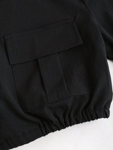 Women's Solid Color Simple Daily Twill Woven Short Sleeve Top And Skirt Set Women's Solid Color Simple Daily Twill Woven Short Sleeve Top And Skirt Set